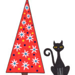 holiday tree & black cat